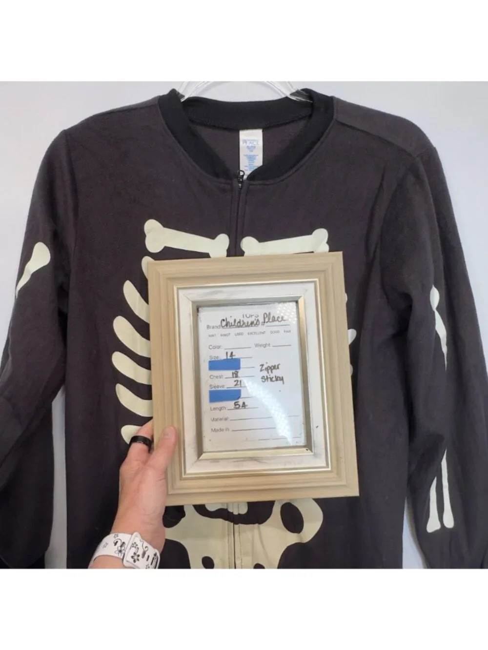 The Children's Place Skeleton One Piece Pajamas Black Halloween Size 14 XL